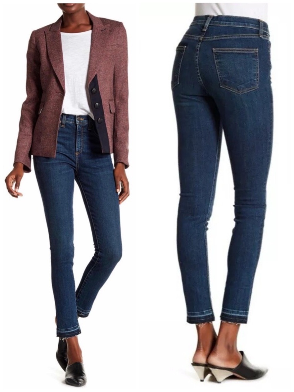 Veronica Beard Kate 10" Skinny Jeans in Vintage Wash with Fray Size 24